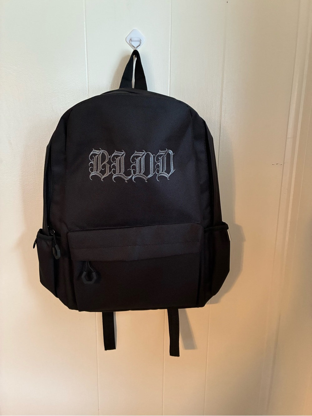 Black Backpack with Gothic Script Logo - Men Bags